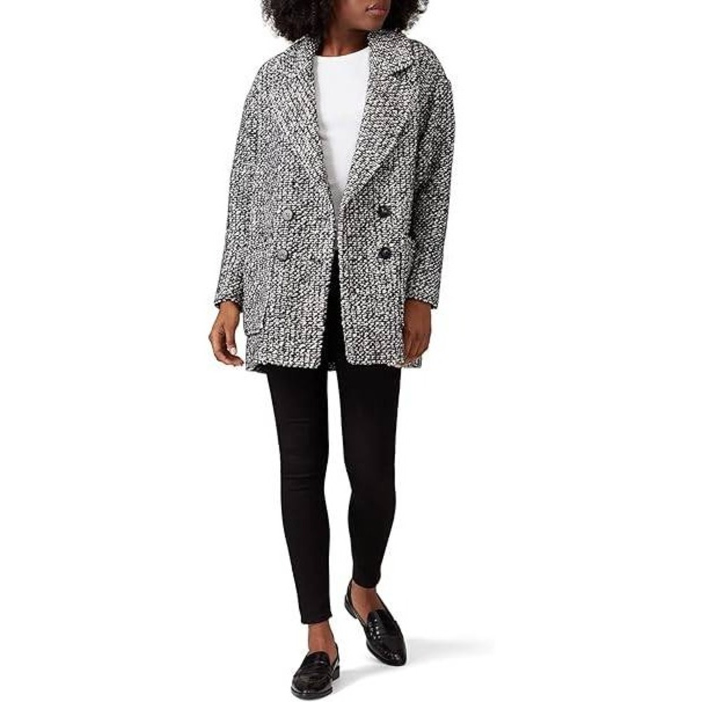HATCH Black White Double Breasted Tweed Old Money Blazer Coat Size 2